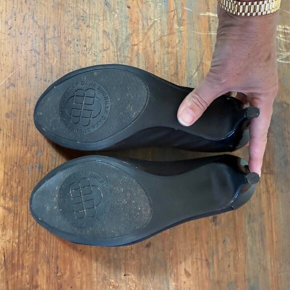 Dana Buchman Marant Black Kitten Heel Pump SZ 7 Stretch Sock Fabric Patent - Picture 8 of 11